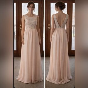 TFNC London Blush Pink Sleeveless Backless Sequin Lace Chiffon Dress Size 10